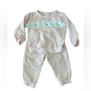 Lullaby Set Baby Girl Vintage Floral Pink Sweatsuit Size 18 months